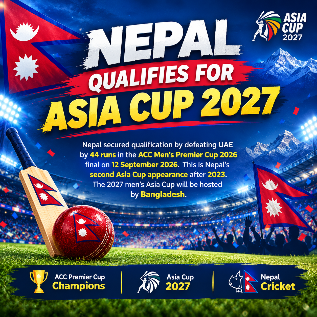 Nepal Qualifies for Asia Cup 2027